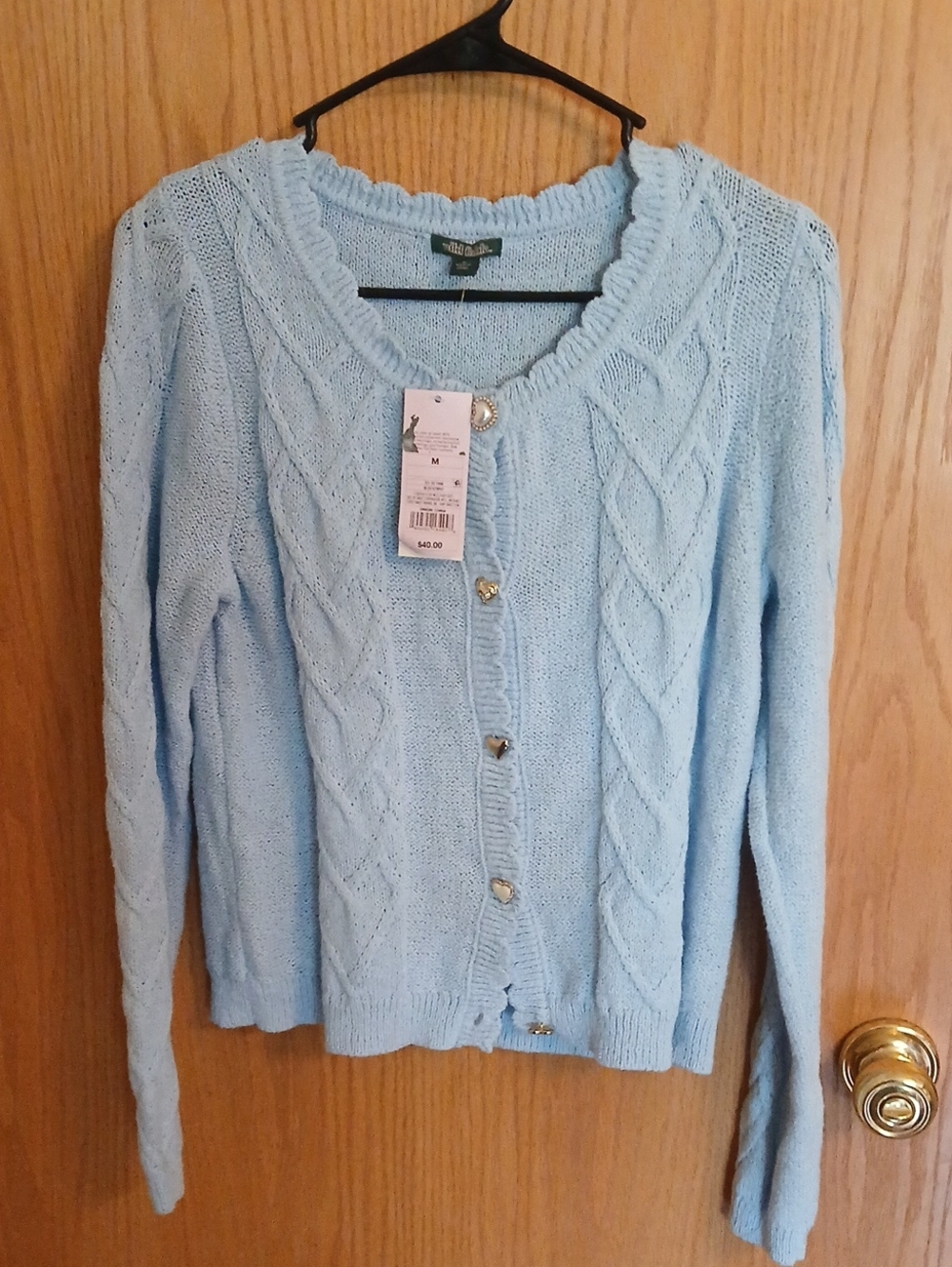 wild fable Light Blue Cable Knit V-Neck Cardigan